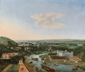 A Prospect of Syon with barges on the River Thames (óleo sobre lienzo)
