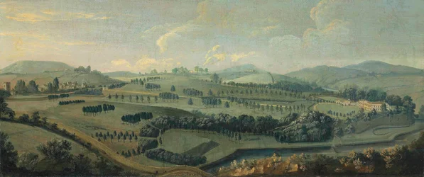 Una vista del parque Gisburne, Yorkshire, y el parque
