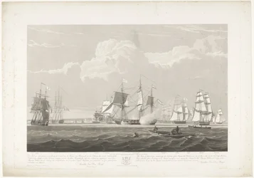 Salida de doce barcos mercantes holandeses del puerto de Portsmouth, 1833 (lámina 3) Este conjunto de tres placas que representan la salida del puerto de Portsmouth el 2.d de junio de 1833 de 12 Nederlandsche Koopvaardy Ships from Embargo descargados