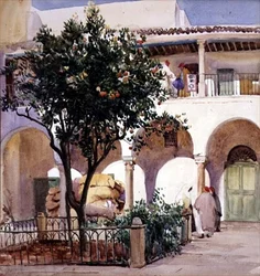 Patio en Marruecos (acuarela sobre papel)