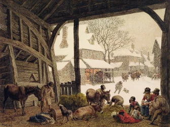 Escena de nieve en un pueblo, 1819