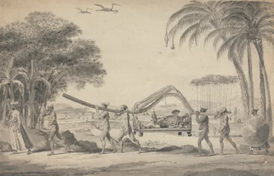 Viajero en palanquín en la India