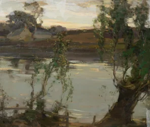 Una piscina tranquila, al atardecer