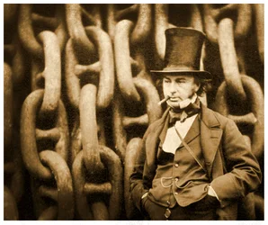 Isambard Kingdom Brunel junto a las Cadenas de Lanzamiento del SS Great Eastern