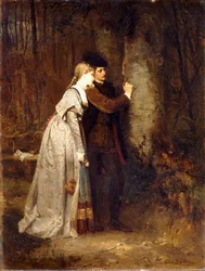 Amantes en un bosque silvestre