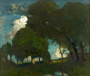 Bosque a la luz de la luna (óleo sobre lienzo)