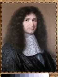 Retrato de Jean Baptiste (Jean-Baptiste) Colbert (1619-1683), intendente de finanzas de Luis XIV. Pintura al pastel de Robert Nanteuil (1623-1678). 1676. Chantilly, museo Condé