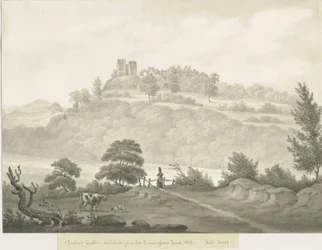Castillo de Dudley: dibujo en sepia