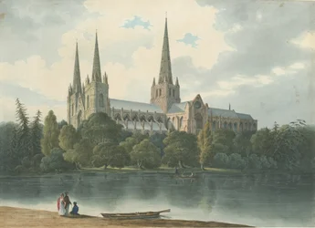 Catedral de Lichfield - Vista Suroeste, Jul 1824