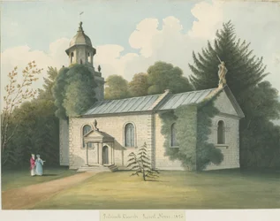 Iglesia de Patshull: pintura en acuarela, 1826
