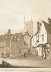 Wolverhampton - Iglesia de San Pedro: dibujo en sepia, 1838