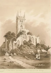 Wolverhampton - Iglesia de San Pedro: dibujo en sepia, 1838