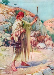 David el Pastor (litografía en color)