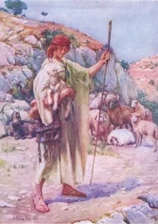 David el pastor, de The Bible Picture Book publicado por Thomas Nelson, c.1950