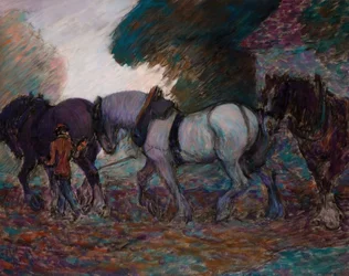 El equipo de arado, amanecer