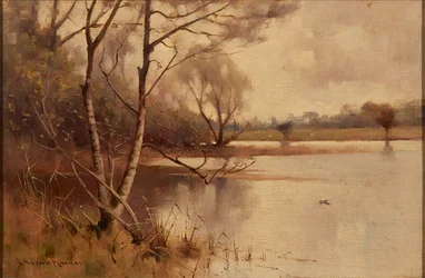 Silver Birch at the Lakeside ( óleo sobre lienzo)