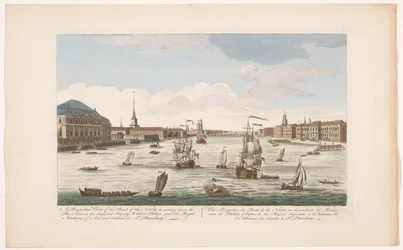 Vista del río Neva en San Petersburgo, visto río abajo Una vista en perspectiva de la orilla del Neva, bajando el río (...) (título sobre el objeto)