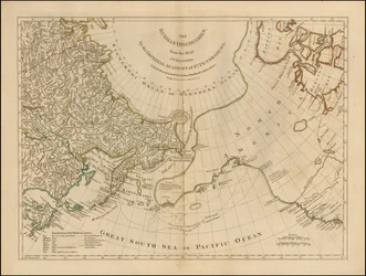 Mapa de 1775 - Los descubrimientos rusos, del mapa publicado por la Academia Imperial de San Petersburgo