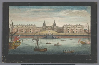 Vista del Hospital de Greenwich sobre el río Támesis en Greenwich Una perspectiva del Hospital de Greenwich desde el río (título sobre objeto) Londres (título de la serie)