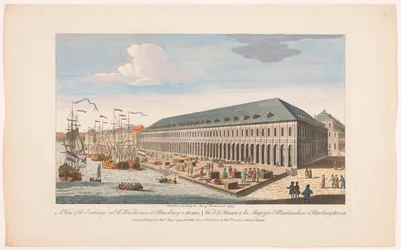 Vista de la Bolsa de Valores y el Depósito de Mercancías en San Petersburgo Una vista de la Bolsa y los almacenes de San Petersburgo en Rusia (título sobre el objeto)