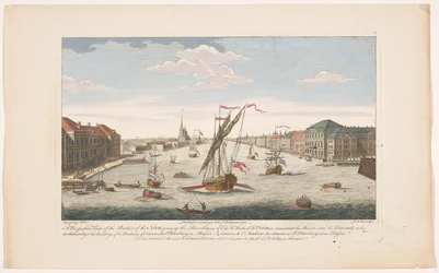 Vista del río Neva en San Petersburgo, visto a contracorriente Una vista en perspectiva de las orillas del Neva, subiendo el río (...) (título sobre el objeto)