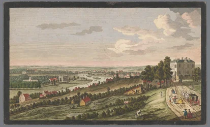 Vista de la ciudad de Richmond sobre el río Támesis Una vista al oeste de Richmond &c. en Surry, de Star and Garter on the Hill (título sobre el objeto) Támesis (título de la serie)