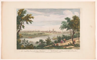 Vista de la ciudad de Worcester La vista noroeste de la ciudad de Worcester (título sobre el objeto)