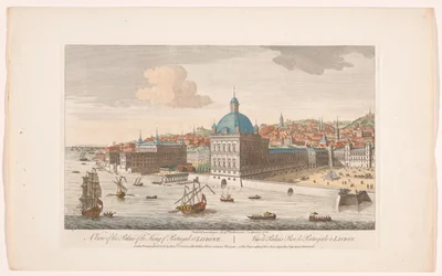 Vista del Palacio Real de Lisboa Una vista del palacio del rey de Portugal en Lisboa (título sobre objeto) Madrid y Lisboa (título de serie)
