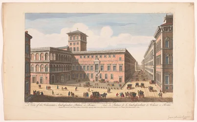 Gezicht op het Palazzo Venezia te Rome Una vista del Palacio de Embajadores de Venecia en Roma (título sobre objeto) Roma (título de la serie)