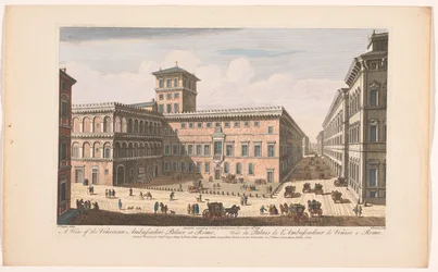 Gezicht op het Palazzo Venezia te Rome Una vista del Palacio de Embajadores de Venecia en Roma (título sobre objeto) Roma (título de la serie)