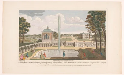 Vista del Schloss Moritzburg Una vista de Moretsburg en Sajonia, uno de los asientos de caza del rey de Polonia (título sobre el objeto) Sajonia (título de la serie)