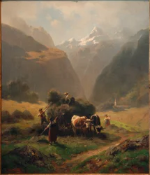 Cosecha de heno en las montañas