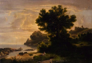 Paisaje con familia junto al lago, 1858