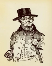 Retrato de Sir Pickwick, héroe de la novela "Las aventuras de Sir Pickwick" de Charles Dickens (1812-1870)