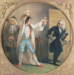 Acto IV, Escena I de Amor por amor de William Congreve (1670-1729), pintura de Robert Smirke (1752-1845). Reino Unido
