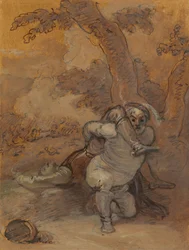 Falstaff arrastra el cuerpo de Hotspur