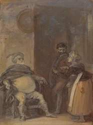 Falstaff con Mistress Quickly y Bardolph