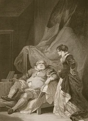 Enrique VIII y Catalina Parr, grabado por George Noble, ilustración de 
