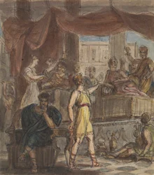 Estudio de una escena de banquete romano