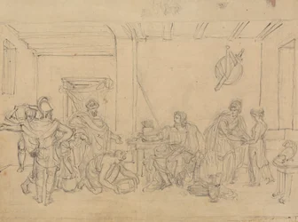 Estudio de una escena interior, con soldados romanos