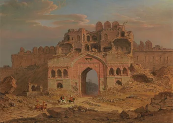 Interior de la entrada principal de Purana Qila, Delhi