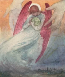 Ilustración de El sueño de Gerontius de Cardenal Newman (litografía a color)