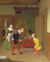 Dr. Caius, Simple y Dame Quickly, escena de Las alegres comadres de Windsor, 1830