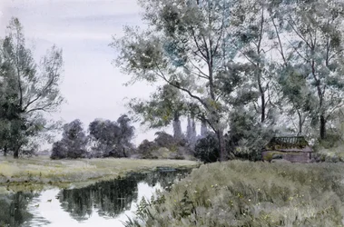 En el Lesser Stour, Kent Este (acuarela)