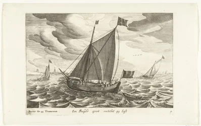 Boeiers Een Boeijer groot sobre 44 Last / Boïer de 44 Tonneaux (título sobre objeto) Hollandse scheepstypen, 1627 (título de la serie) Varios barcos Don ton se sert dans les Unies Provincias / Iconos de varios barcos holandeses cuyo uso es principalmente e