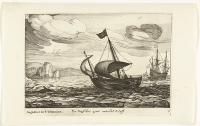 Dogger de dogboot Een Dogh-boot groot sobre 8 Last / Dogh-Boot de 8 Tonneaux (título sobre el objeto) Hollandse scheepstypen, 1627 (título de la serie) Varios barcos Don ton se sert dans les Provinces Unies / Iconos de varios barcos holandeses cuyo uso es 