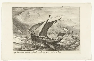 transbordadores de Frisia Vriesche Ferry barcos grandes sobre 38 Last / Cague de Frise. Los 38 Tonneaux (título sobre objeto) Tipos de barcos holandeses, 1627 (título de la serie) Diverse Navires Don ton se sert dans les Provinces Unies / Icones Variarum N