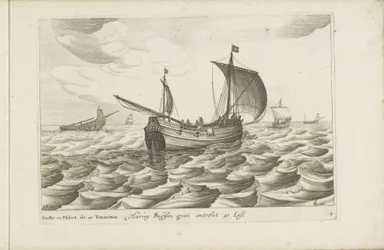 haringbuizen Haring buyssen groot about 40 Last / Buche ou flibot de 40 tonneaux (título sobre el objeto) Diversos barcos no se dan en las provincias unidas