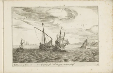 Wijdschip de lichter Een Wyt-schip ofte Lichter groot about 30 Last / Lichter de 30 Tonneaux (título sobre el objeto) Diversos barcos no se dan en las provincias unidas
