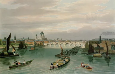 Vista del puente de Blackfriars y la catedral de San Pablo, pub. 1820 por Colnaghi und Co.